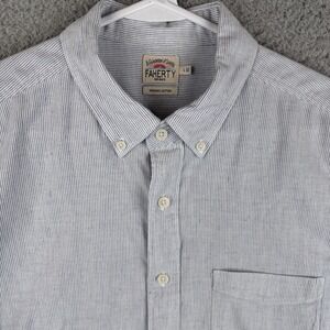 Faherty Shirt Mens Large Blue White Hickory Stripe Button Down Organic Cotton